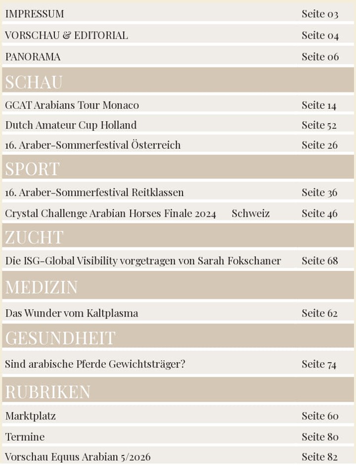 Inhalt Equus Arabian Ausgabe